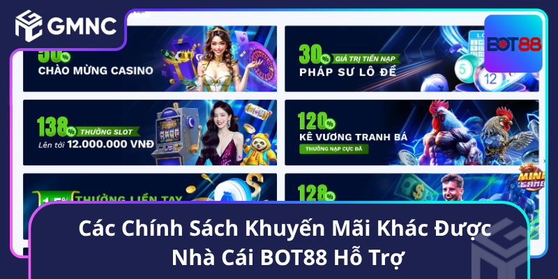 Các Chính Sách Khuyến Mãi Khác Được Nhà Cái BOT88 Hỗ Trợ Các Chính Sách Khuyến Mãi Khác Được Nhà Cái BOT88 Hỗ Trợ